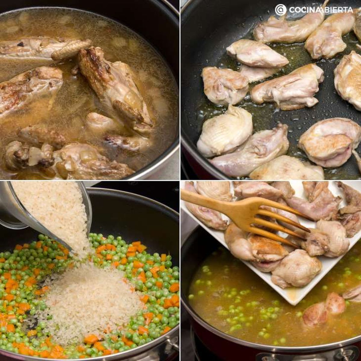 Preparación paso a paso de arroz con codornices