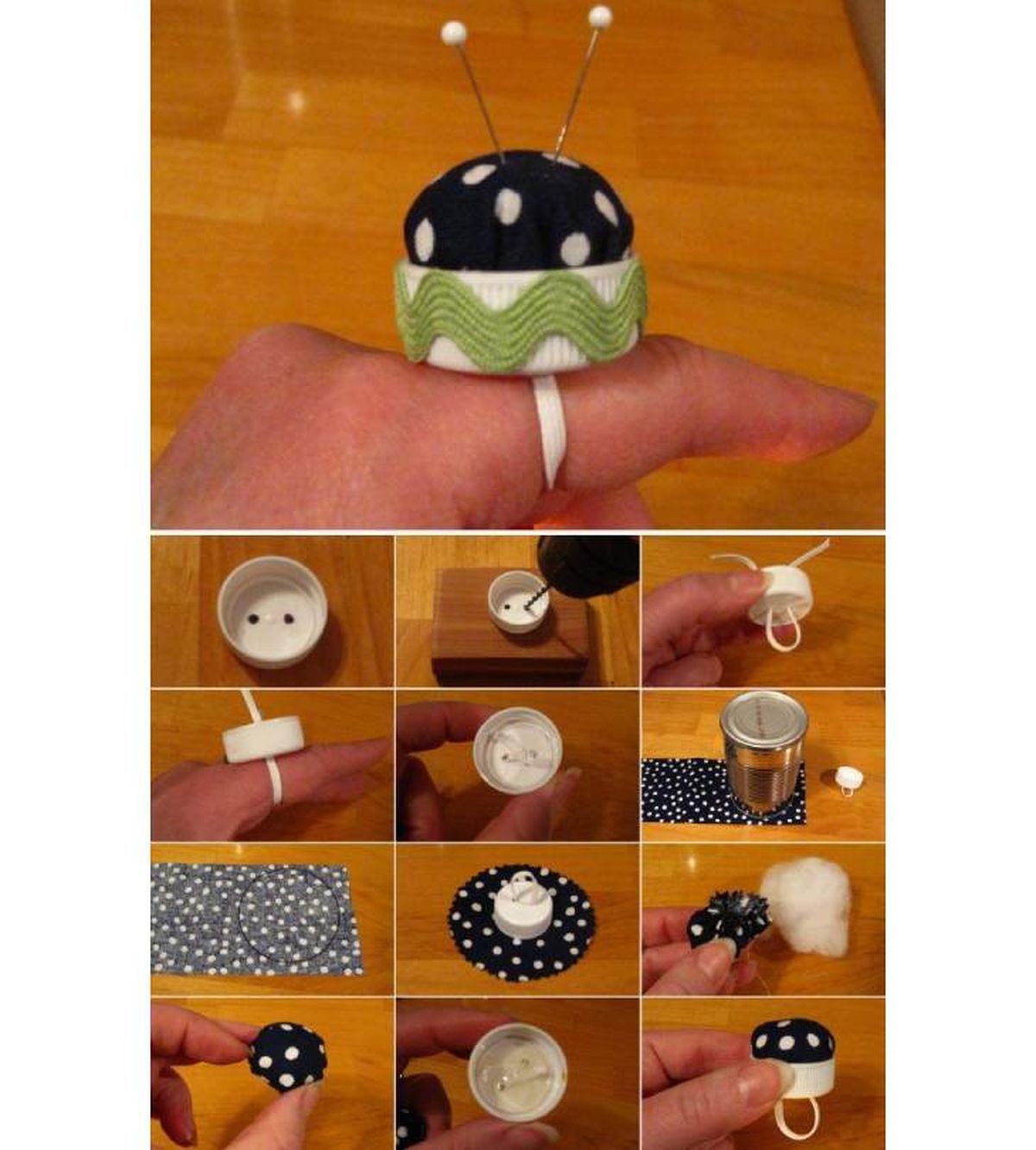 reciclar tapas plastico porta alfiler