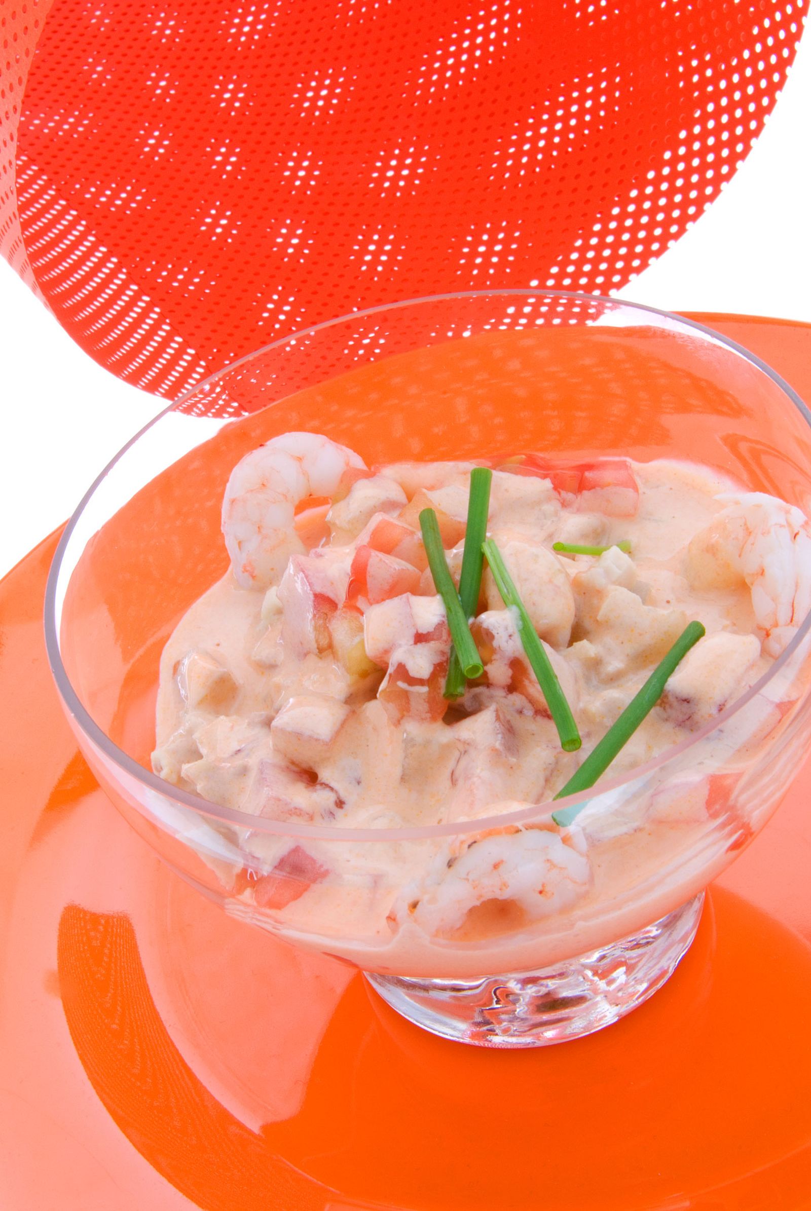 Cóctel de pollo y gambas