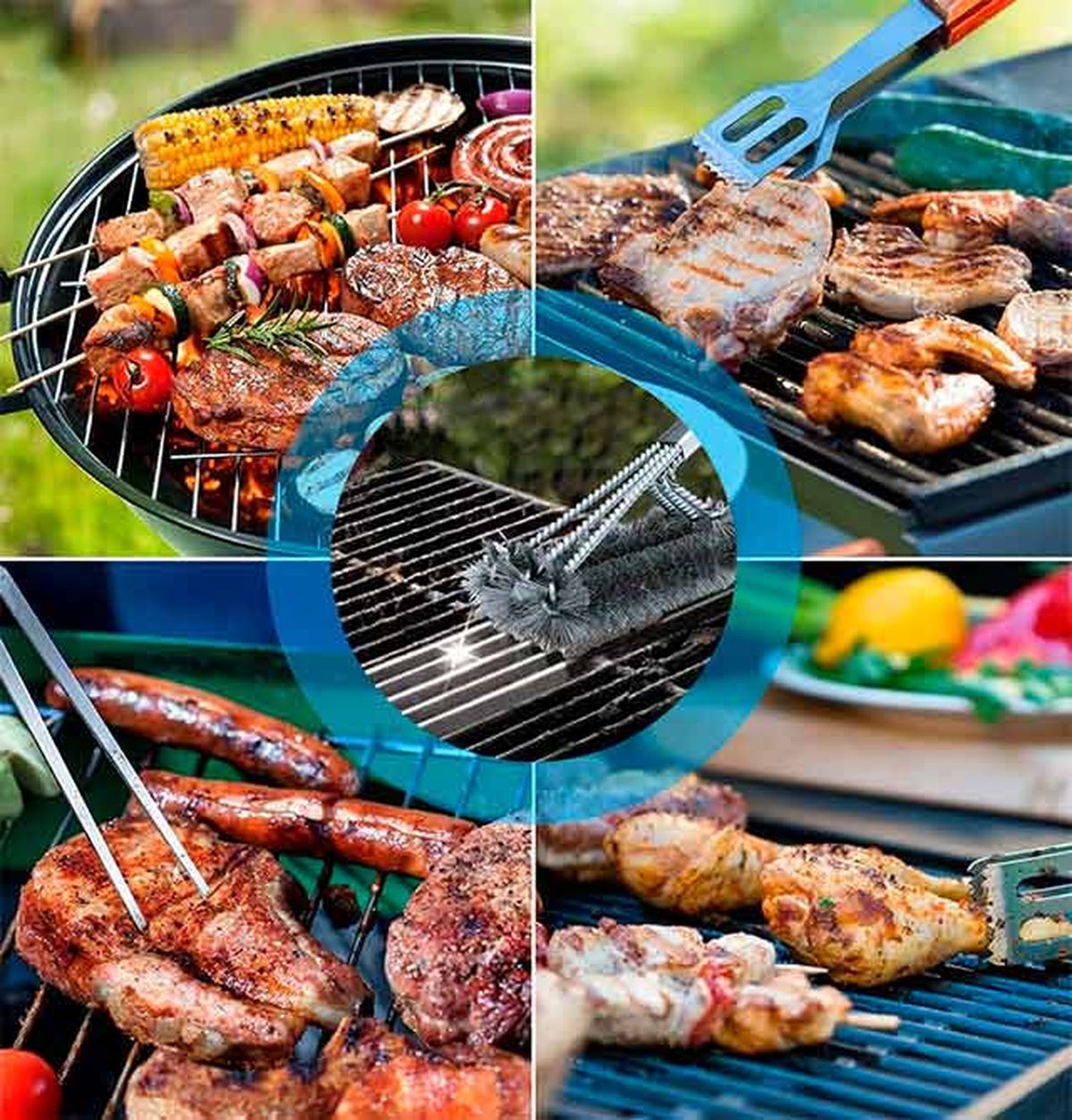 accesorios de barbacoa, cepillo para limpiar parrillas