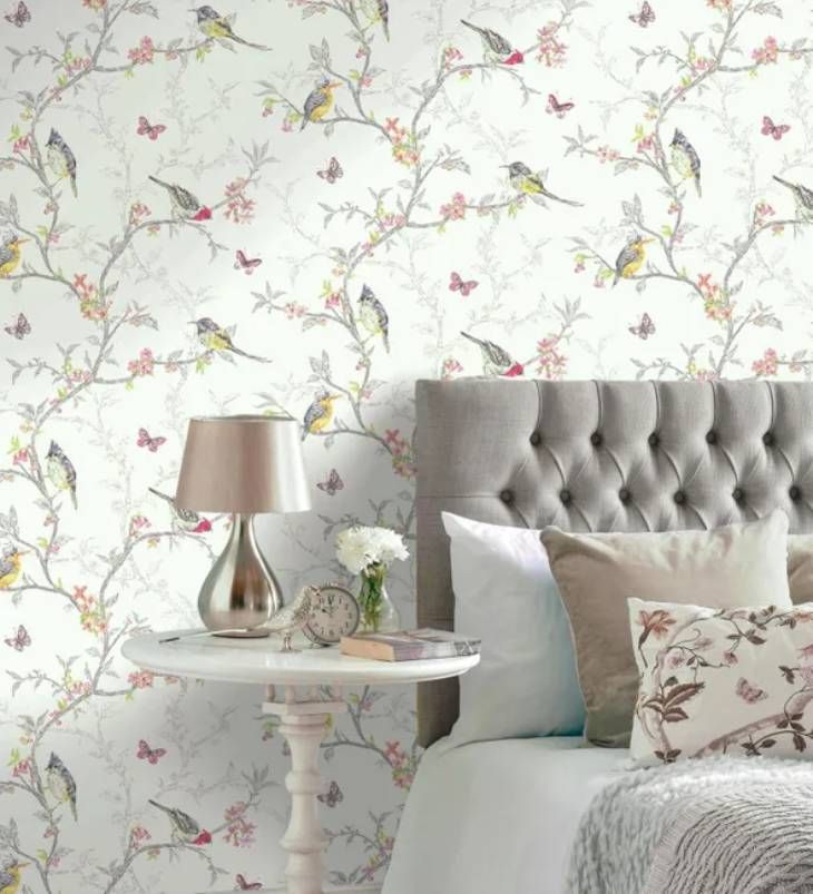 papel pintado ramas pajaros leroy merlin