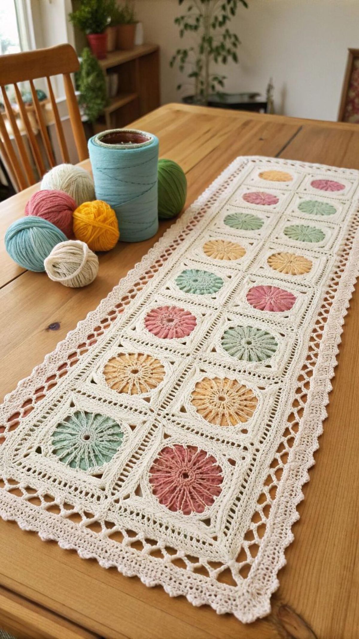 Camino de mesa granny squares.