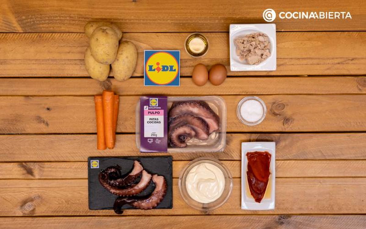 Ingredientes de la receta de ensaladilla de pulpo