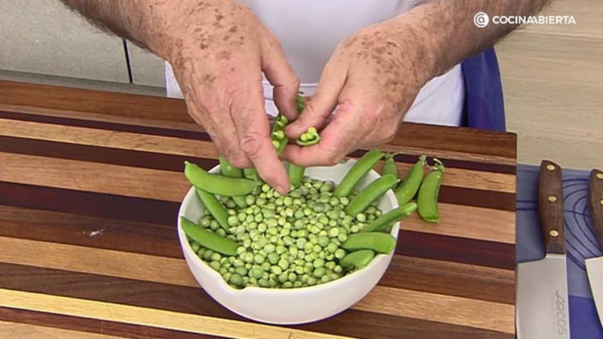 receta bacalao gratinado guisantes ka paso 10 desgranar guisantes