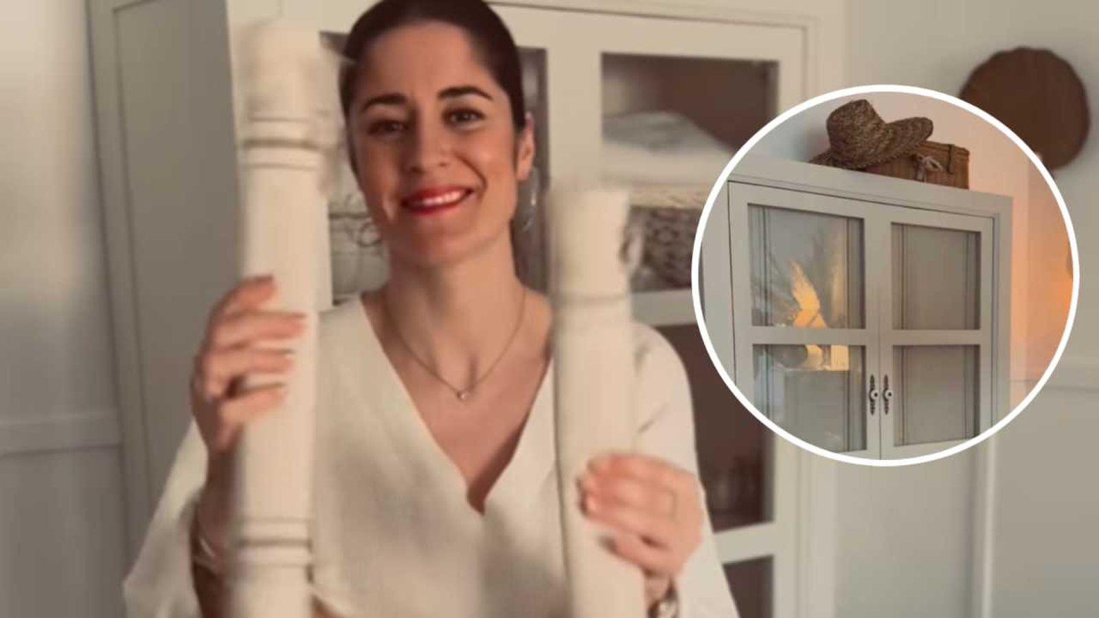 Influencer Verónica junto a su idea decorativa.