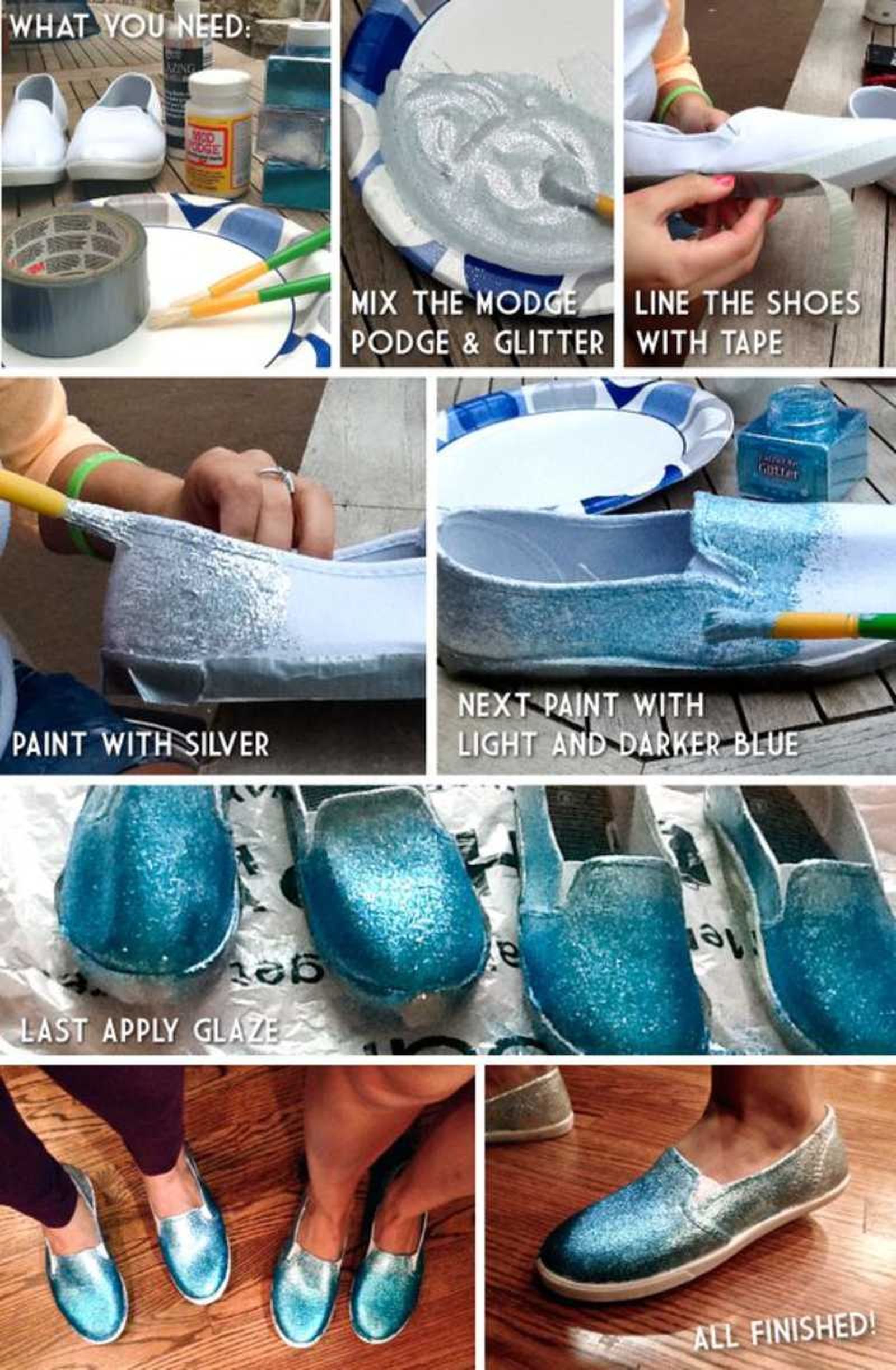 Decorar zapatillas con glitter paso a paso.