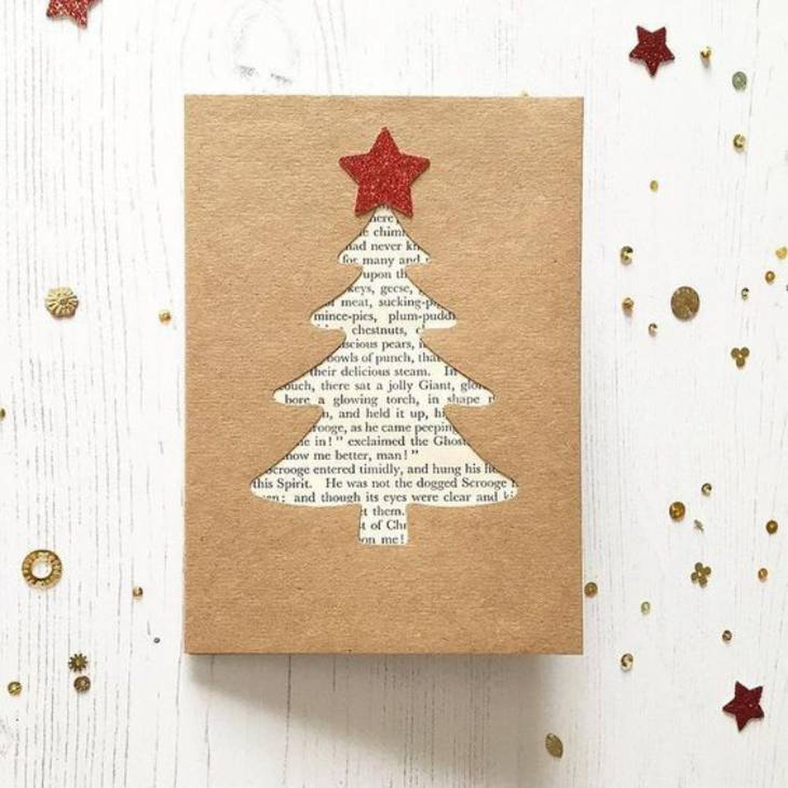 tarjeta navidad hecha a mano papel periodico pinterest claudia Rafaella creativa y emprendedora
