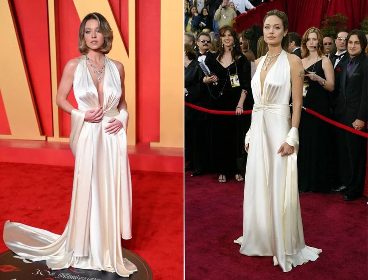 Sydney Sweeney y Angelina Jolie con el mismo vestido