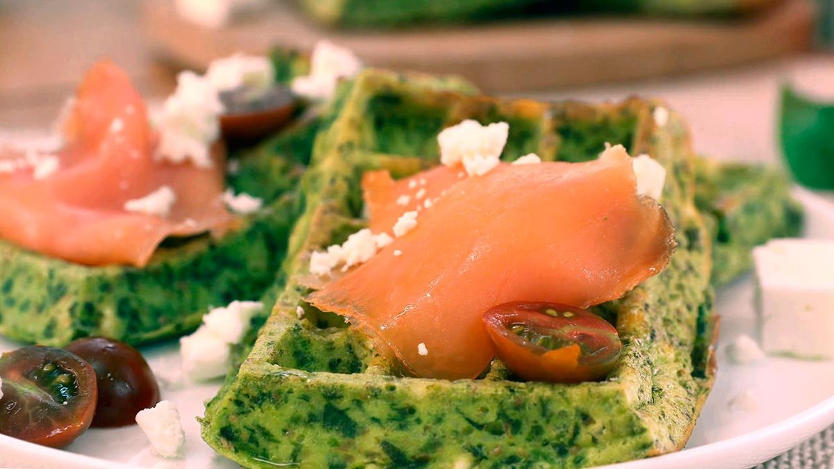 Recetas de gofres salados de espinaca y queso feta  paso 7