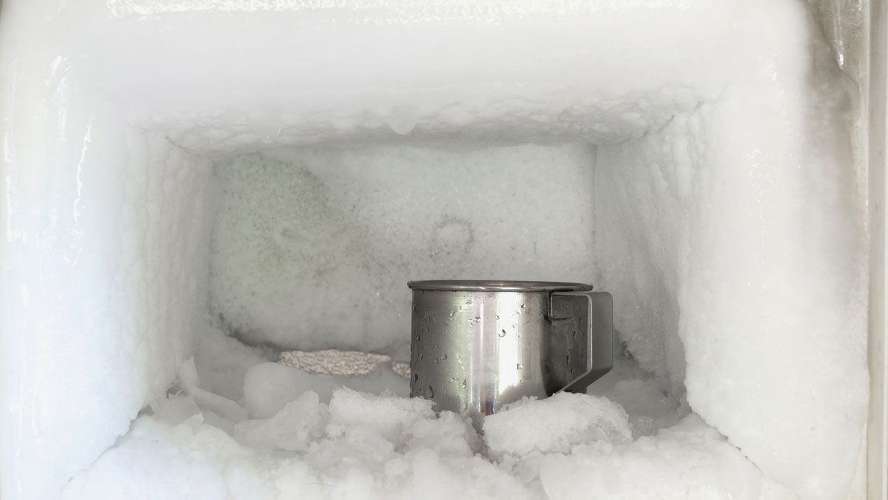 congelador con hielo