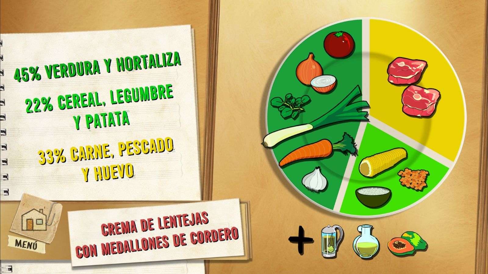 6109 1 Crema de lentejas con medallones de cordero plato