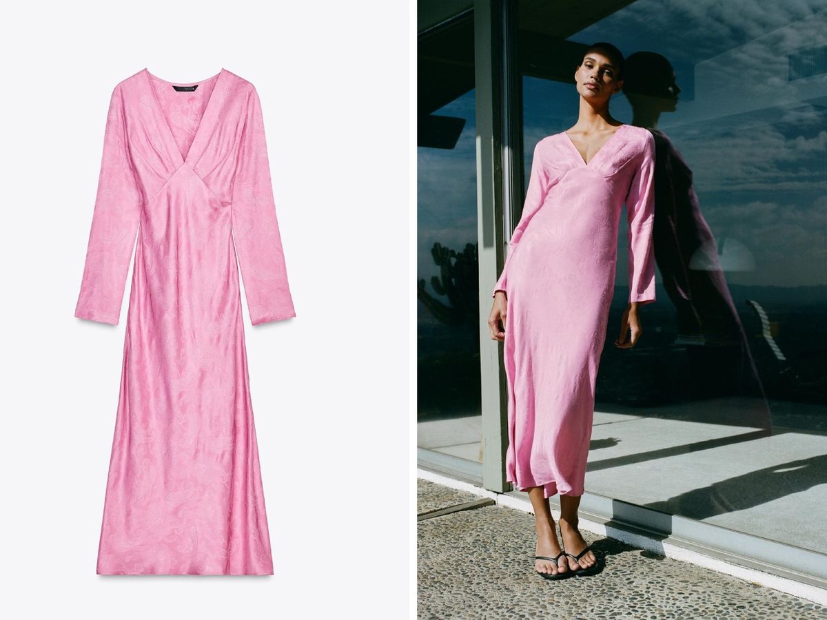 Vestidos de manga larga en tejido jacquard / Fotos: Zara