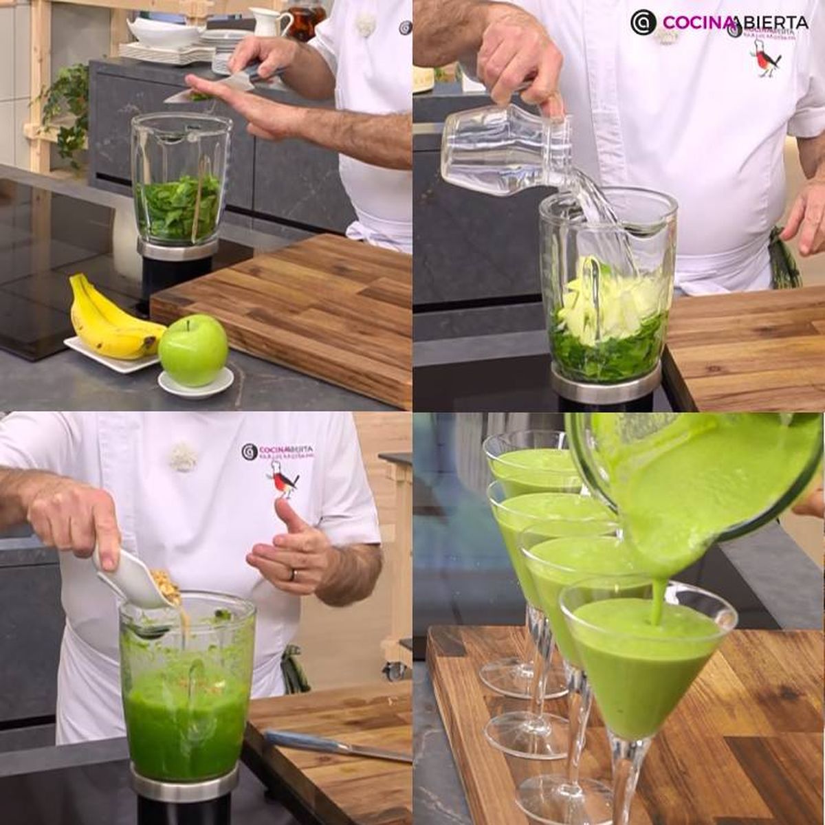 batido de espinacas manzana y platano receta pasos