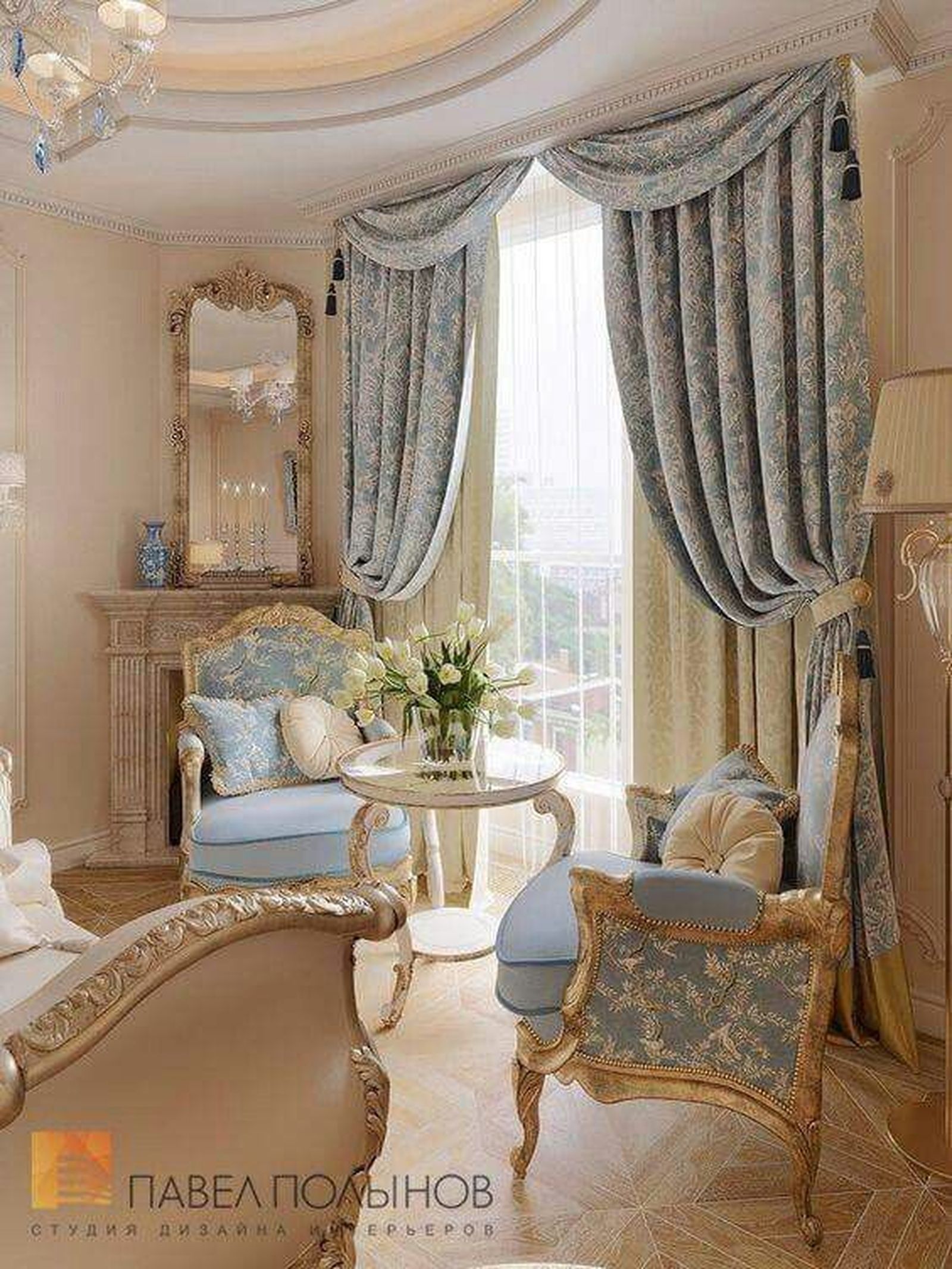 salon estilo victoriano azul