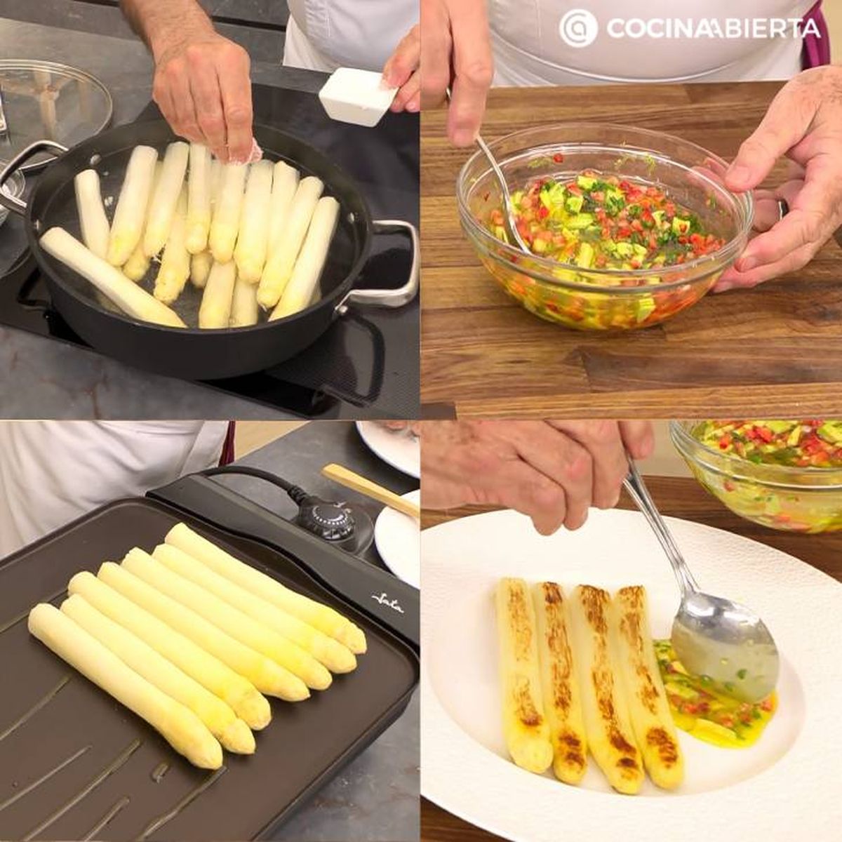 Paso a paso espárragos blancos a la plancha con vinagreta / Hogarmania