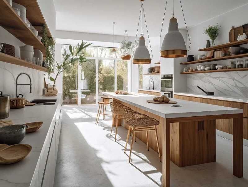 Cocina moderna con suelo mate.