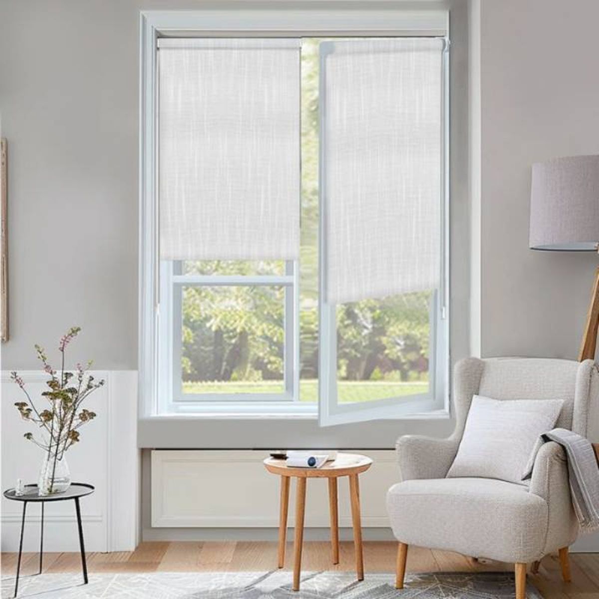 Estores translúcidos sin taladrar Shantung.