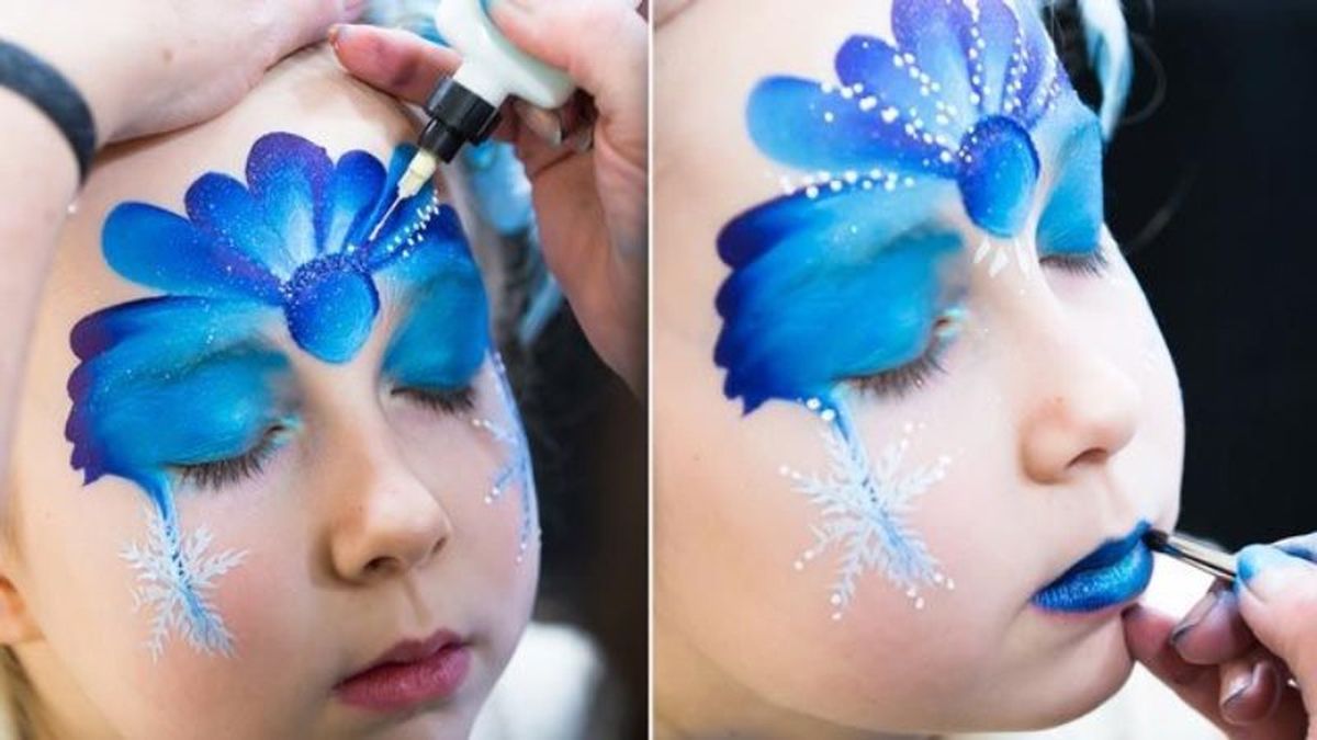 Maquillaje facial àra niñas en tonos azules