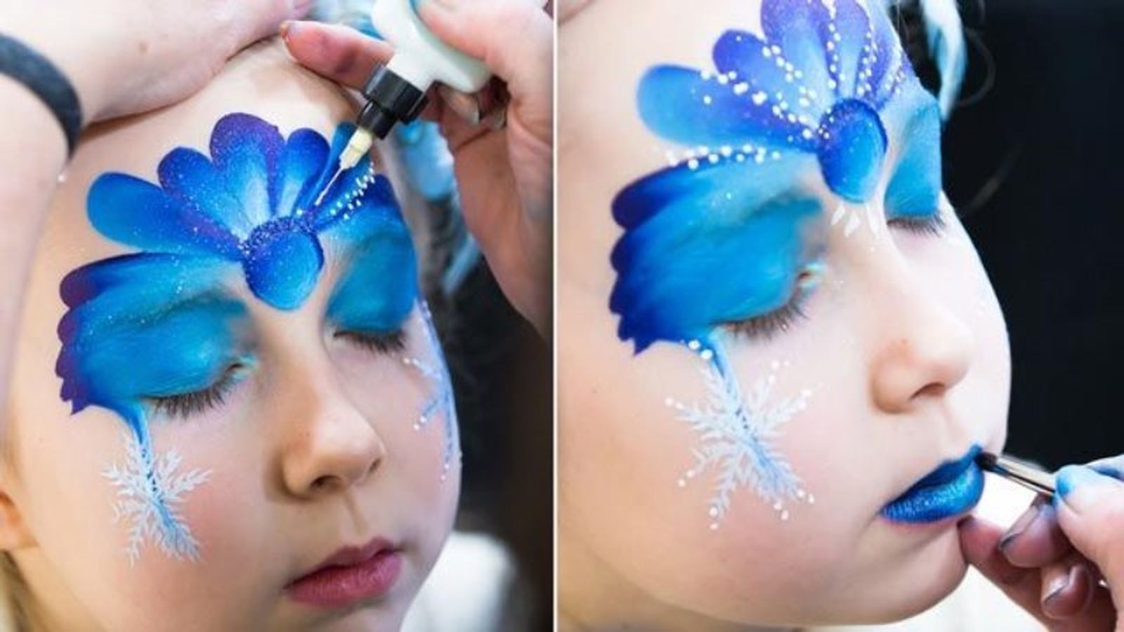 Maquillaje facial àra niñas en tonos azules