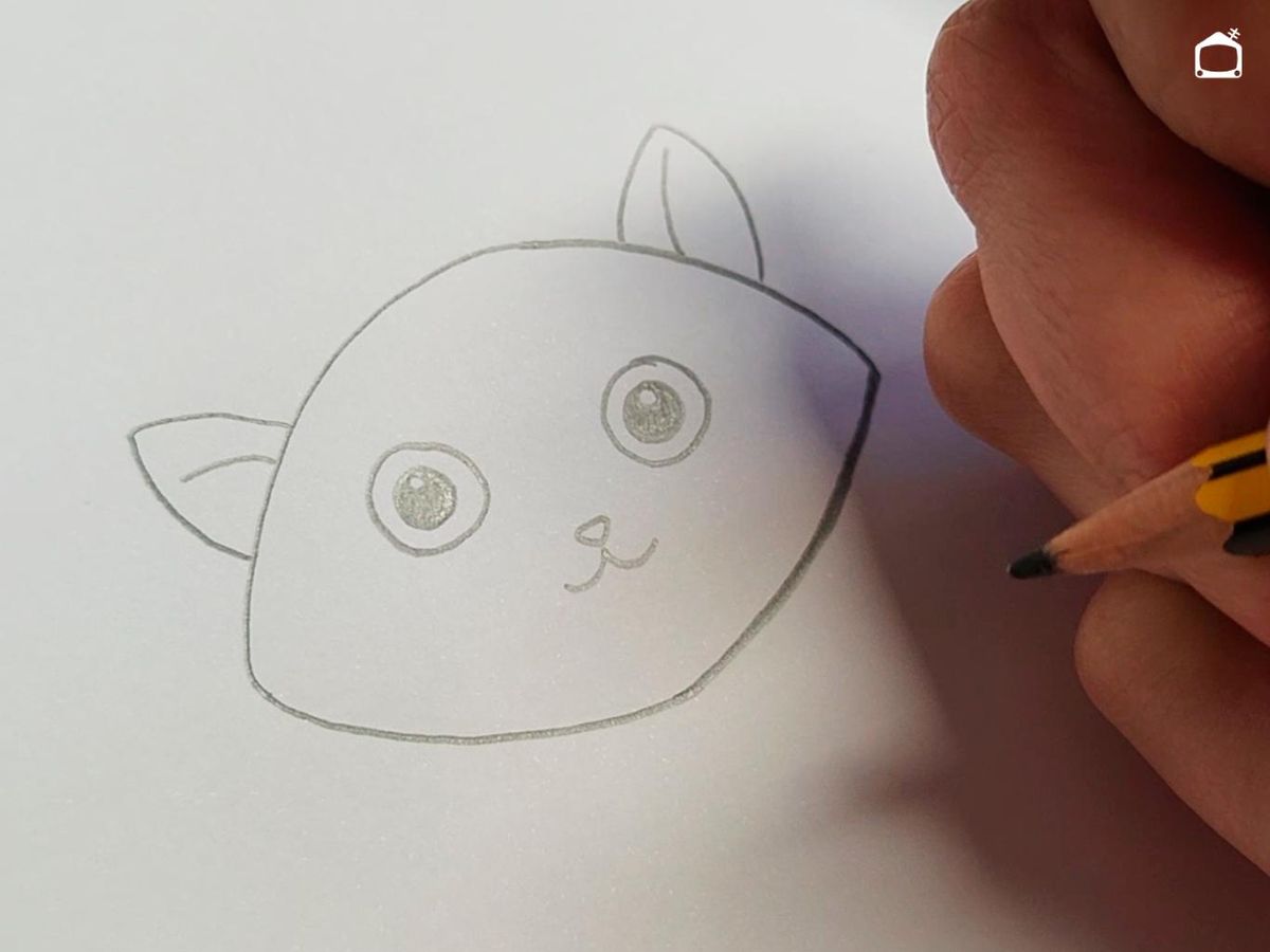 Segundo paso para dibujar un gato.