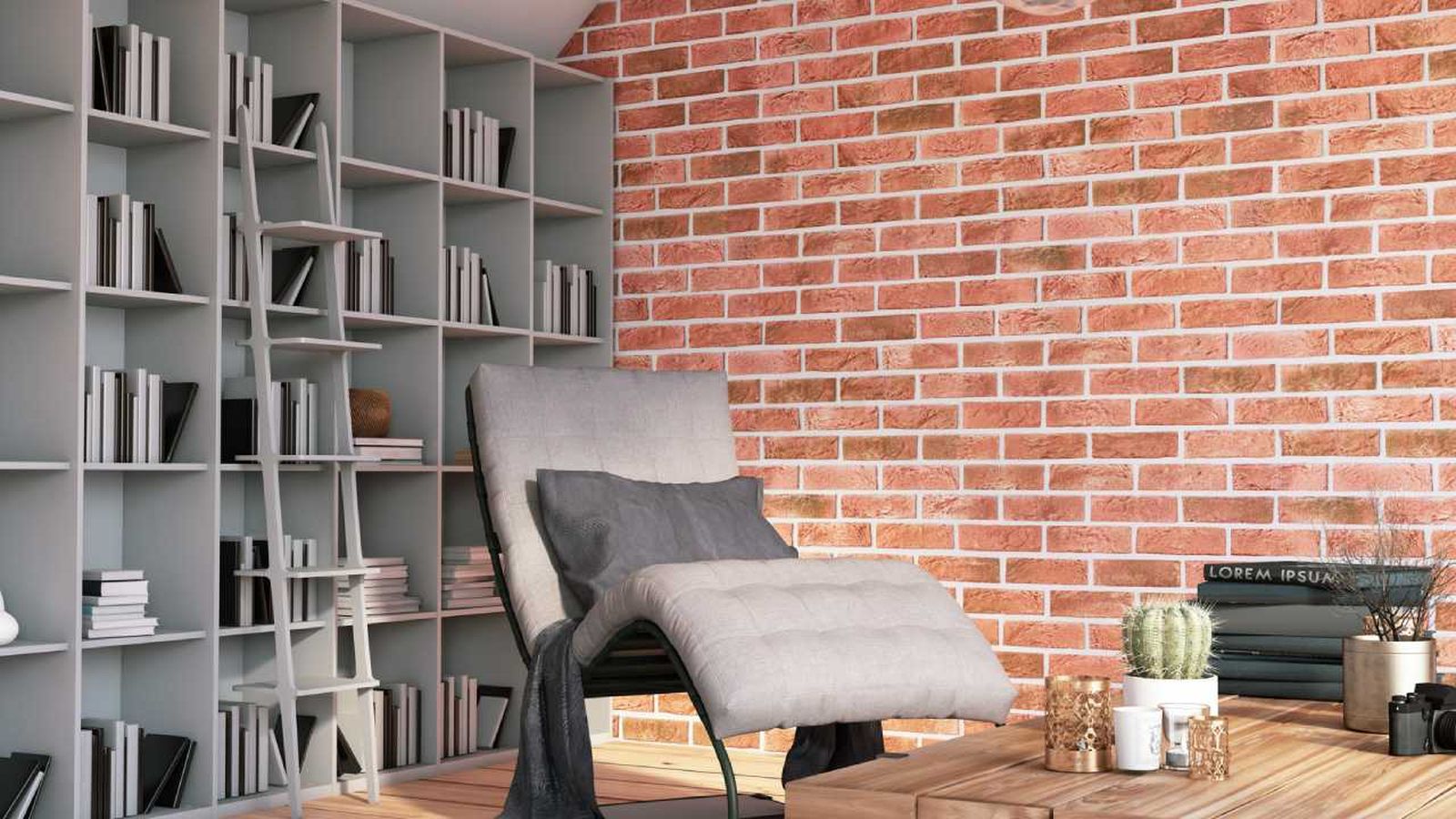 Estudio con libros como parte de la decoración.