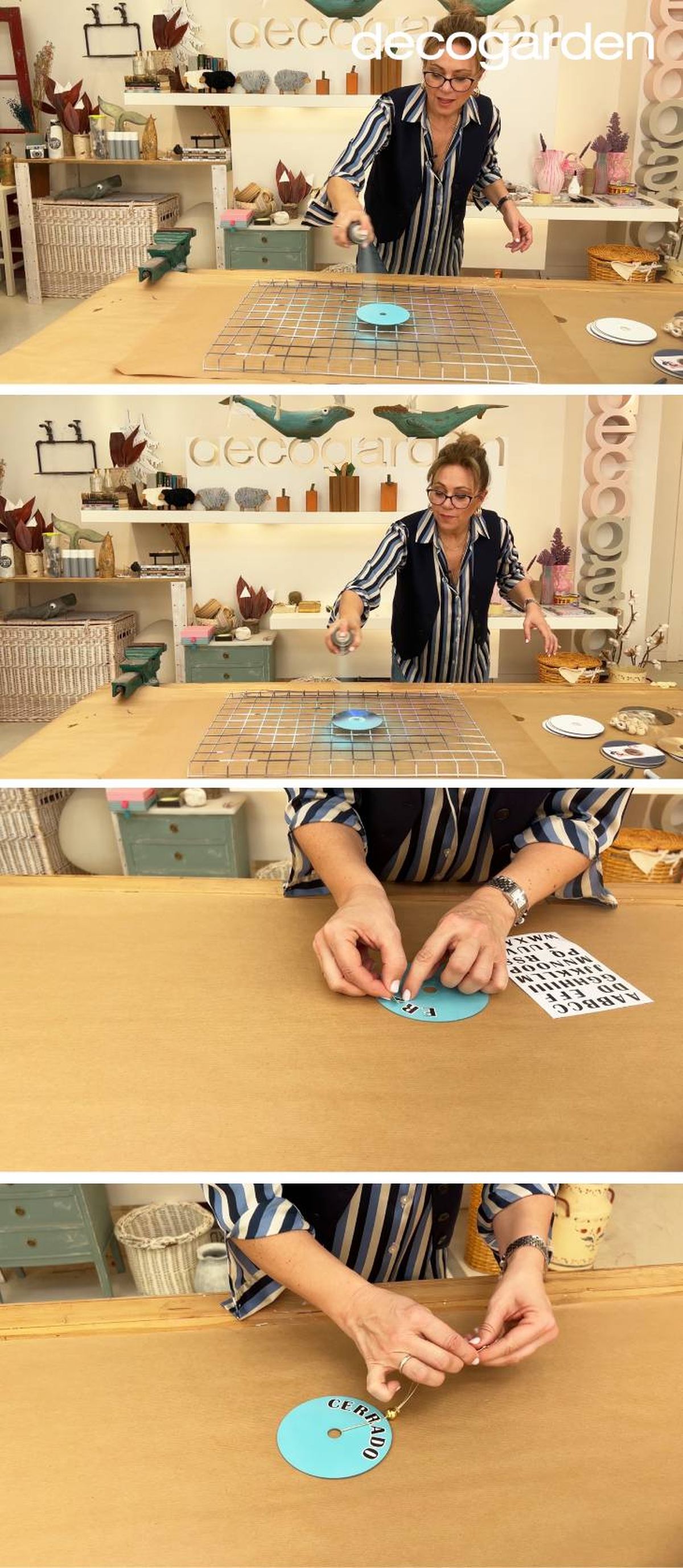 Cómo hacer un cartel de abierto y cerrado reutilizando Cds paso a paso.