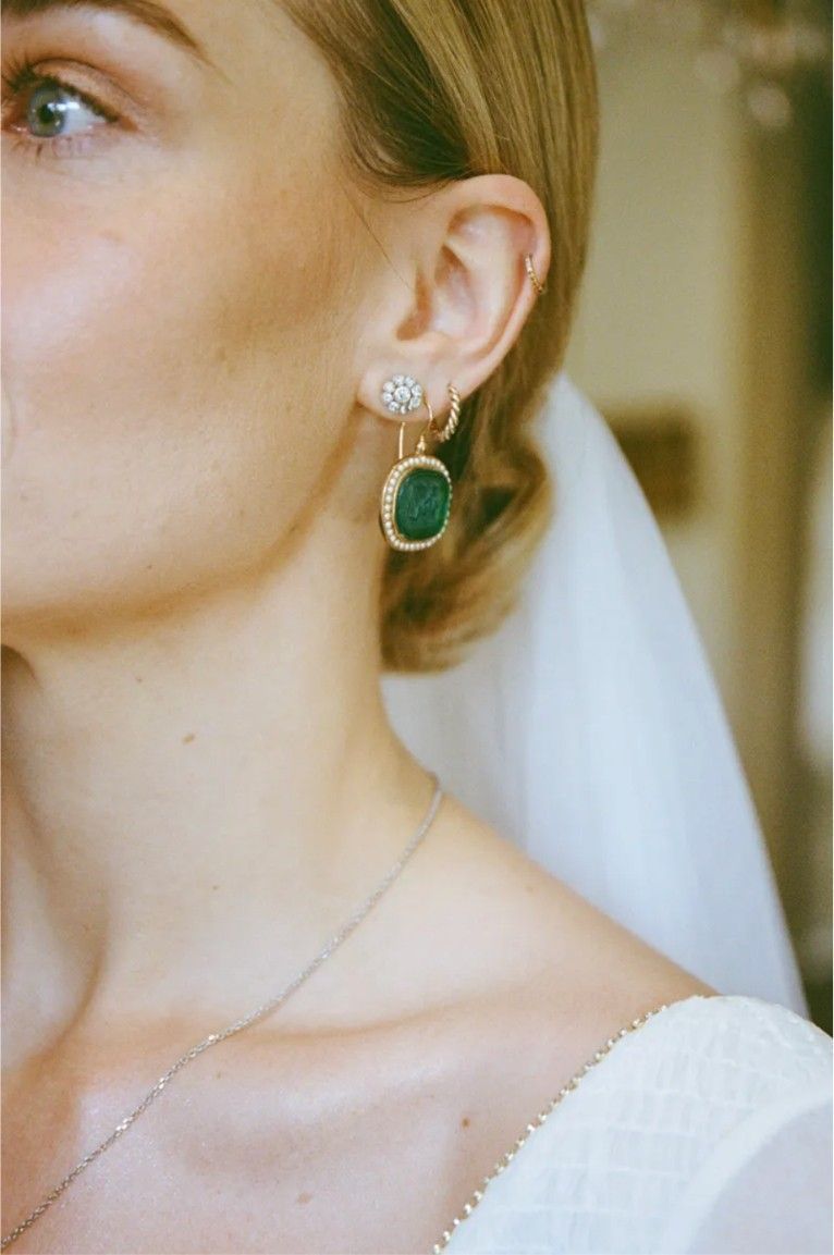 Pendientes para novia en color