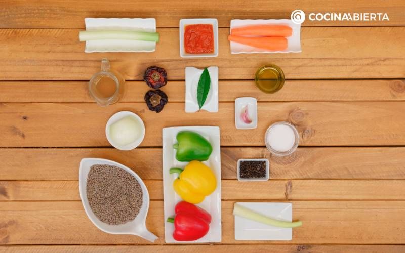 Ingredientes de la receta de lentejas estofadas