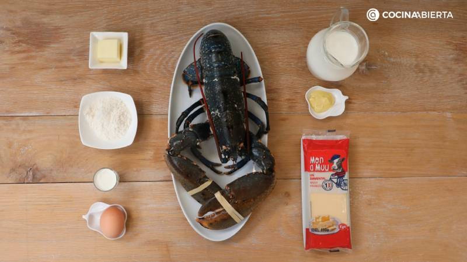 Ingredientes para hacer la receta de bogavante Thermidor