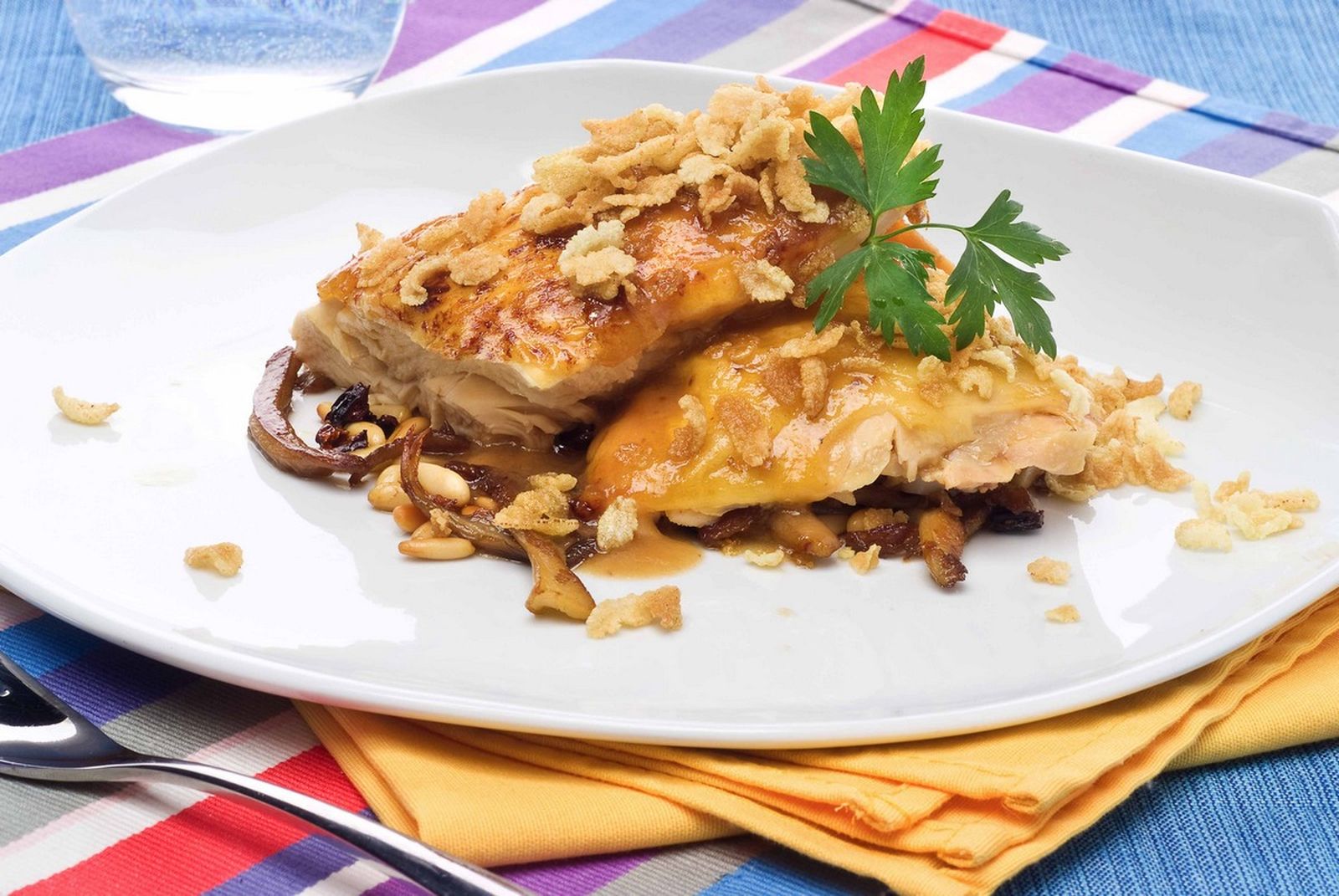 pollo con horchata y su guarnicion