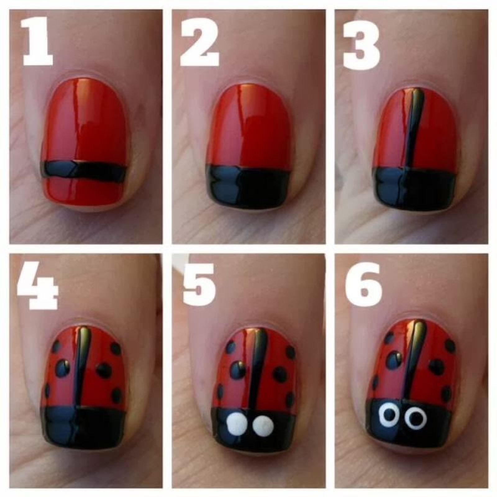 Paso a paso para pintar las uñas con diseño de mariquitas