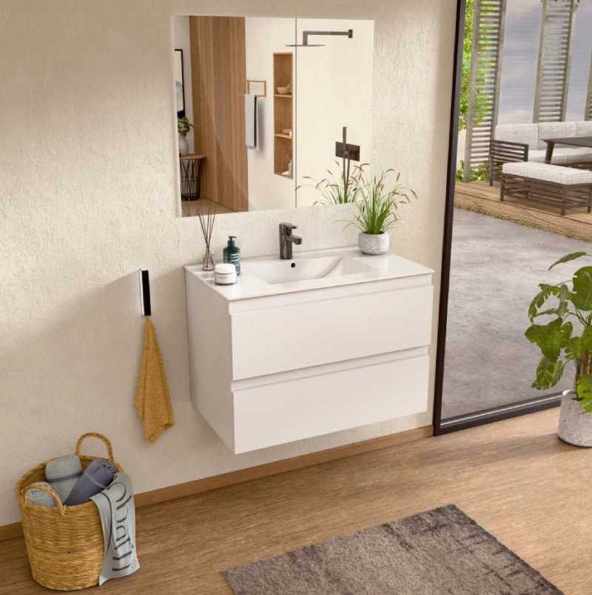 Mueble con lavabo y espejo BELLOBATH.