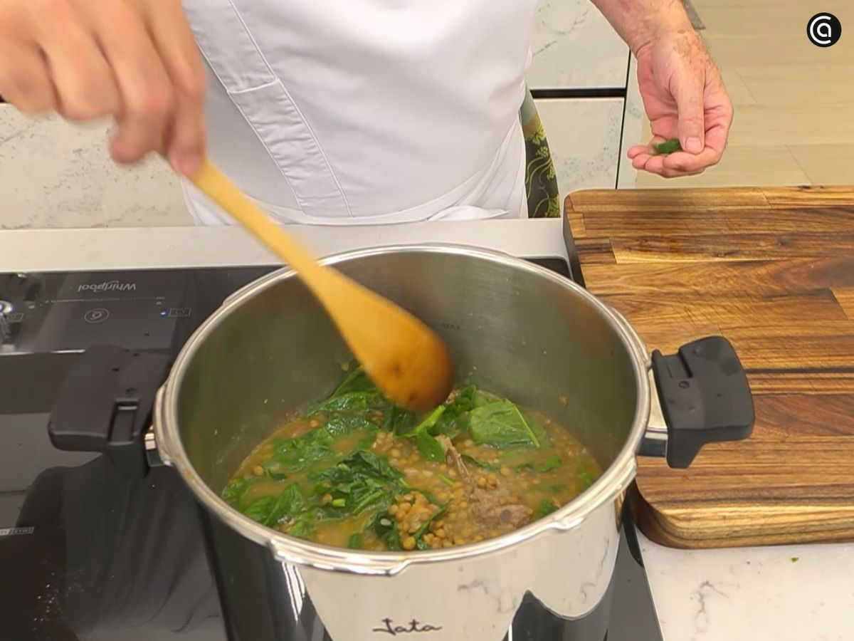 lentejas Lentejas con costilla de cerdo y espinacas - paso 4