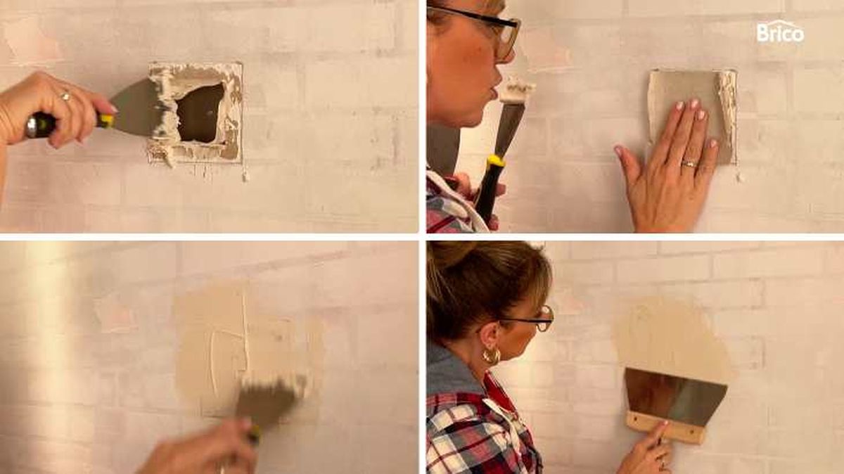 Método 1: Tapar el agujero y alisar la zona con masilla