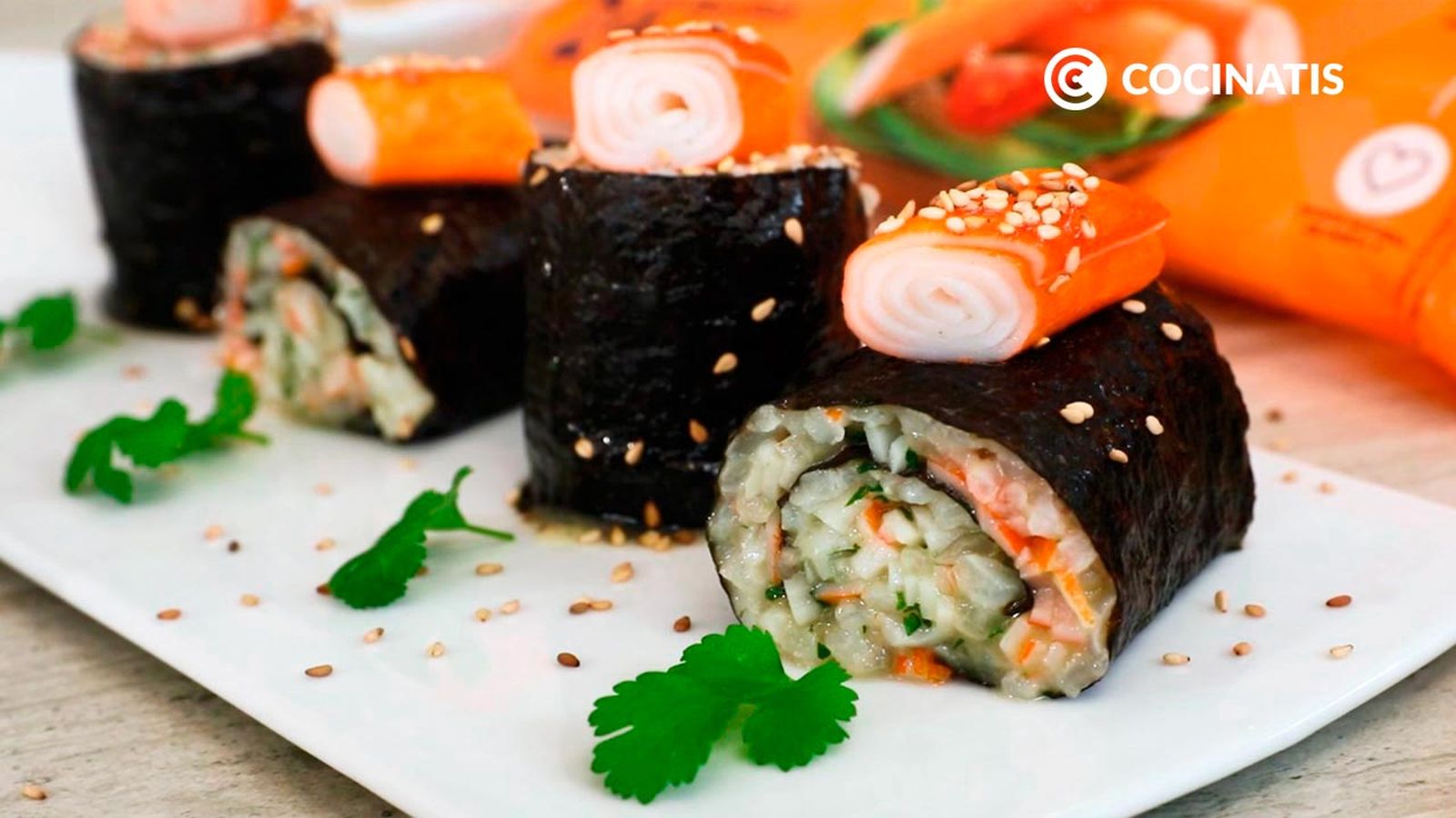 Receta de sushi con barritoas de Krissia