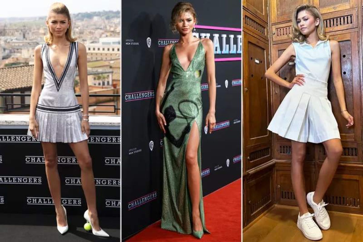 La actriz y modelo Zendaya en varios eventos  luciendo el estilo Tenniscore