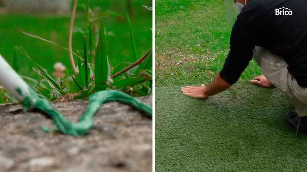 Pasos para pegar césped artificial en una superficie rugosa