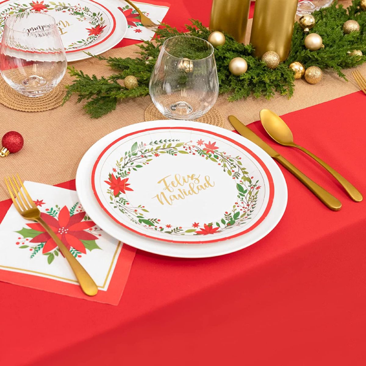 feliz navidad platos desechables navidad amazon