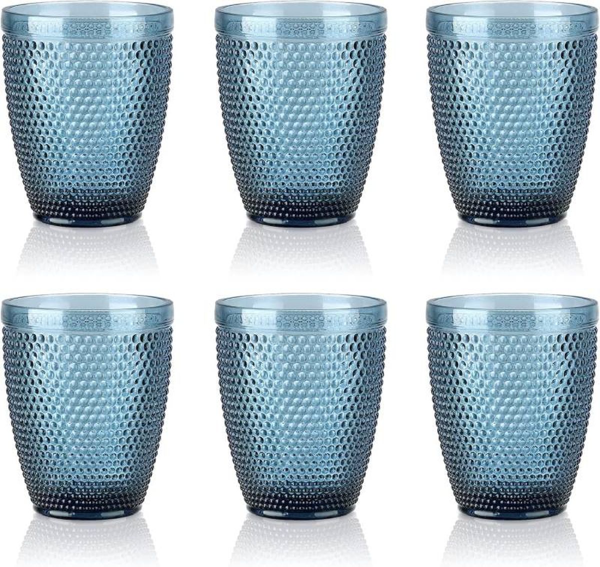 Set de vasos de cristal azules de Amazon.