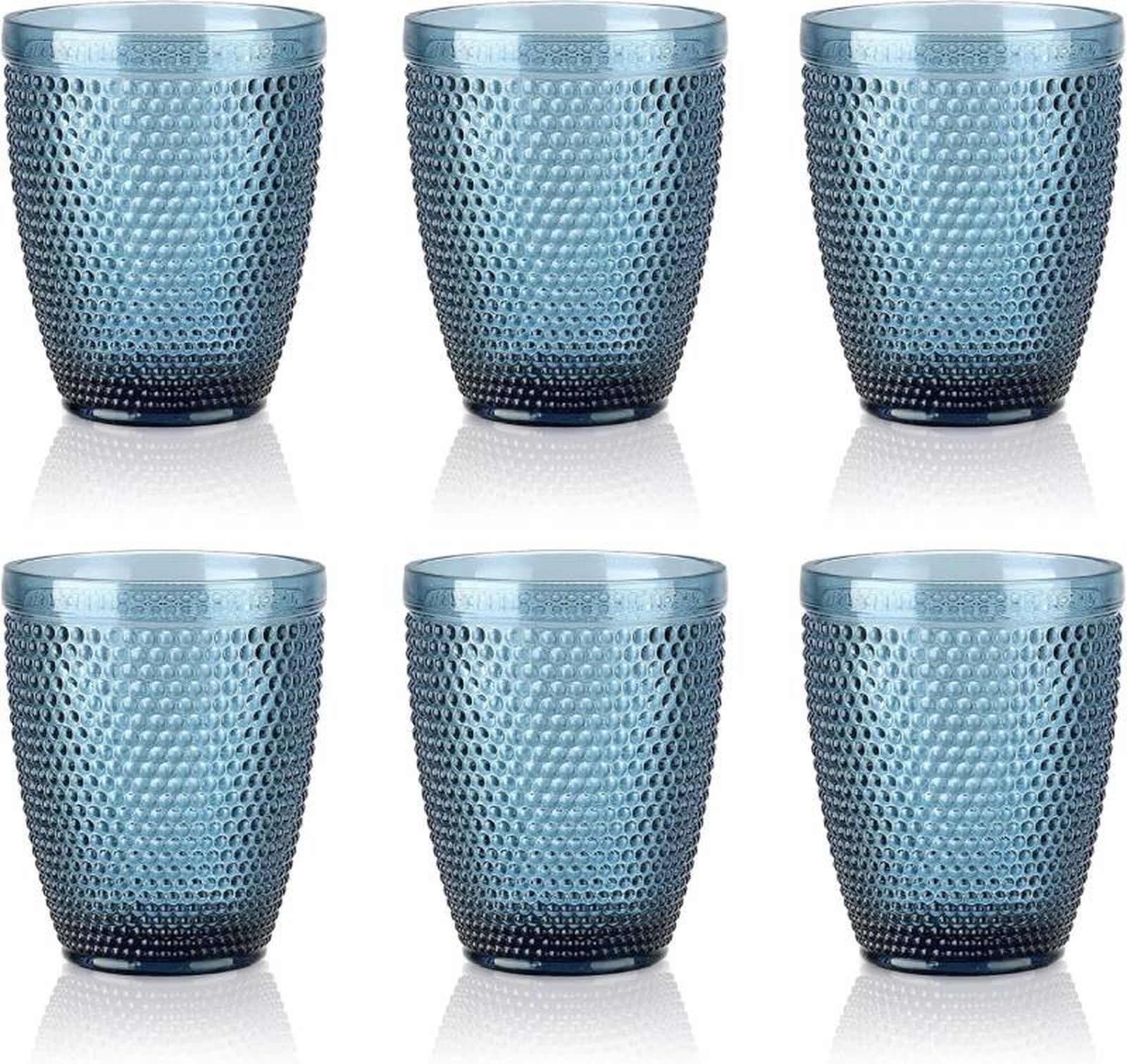 Set de vasos de cristal azules de Amazon.