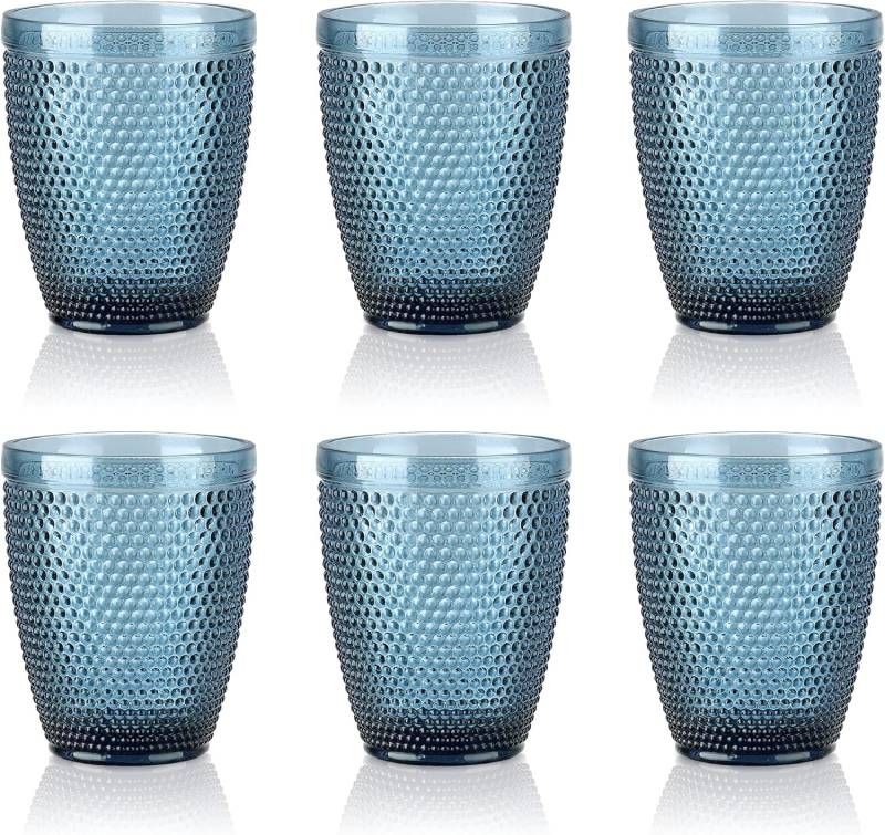 Set de vasos de cristal azules de Amazon.