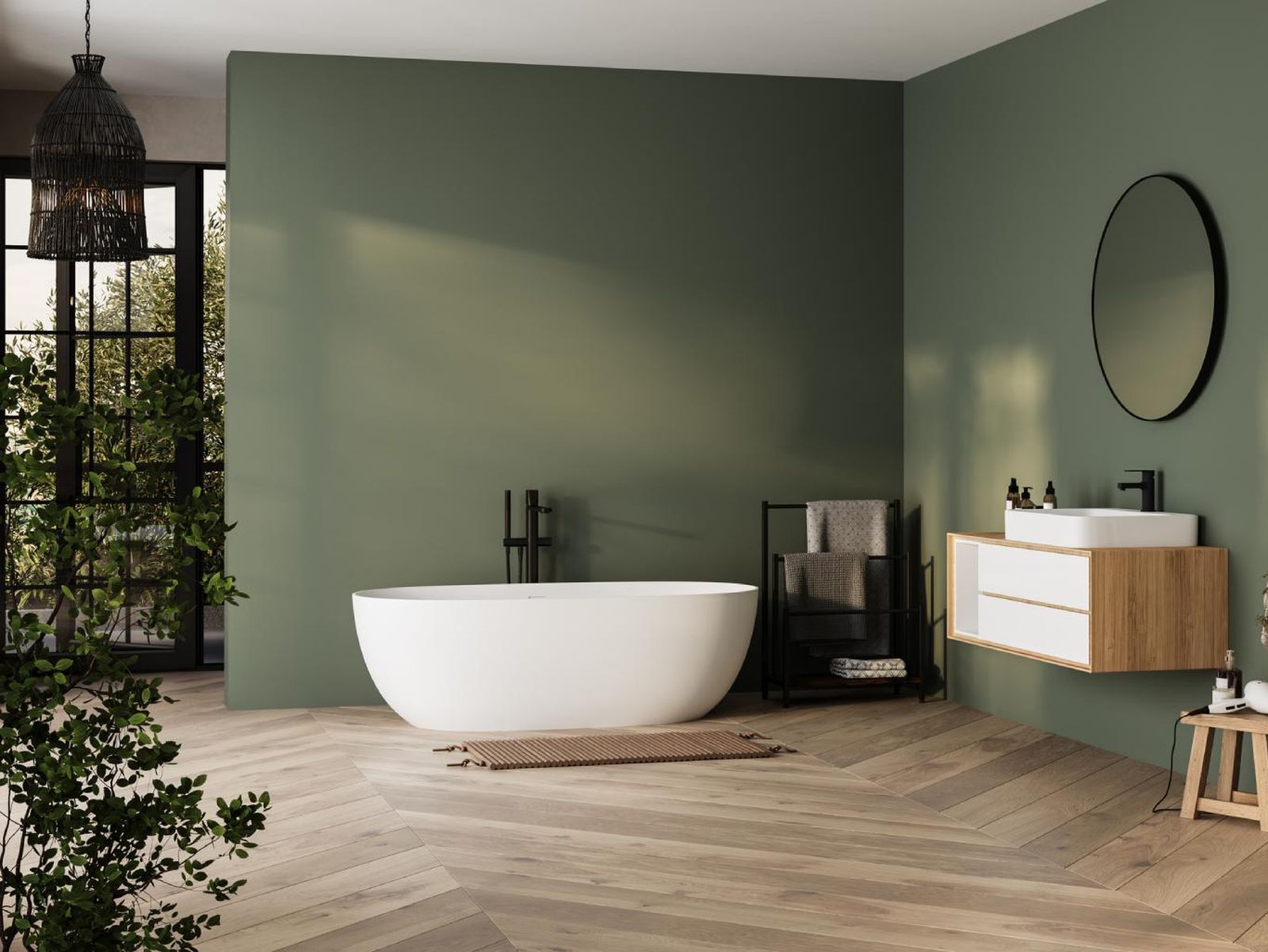 Baño con decoración moderna.