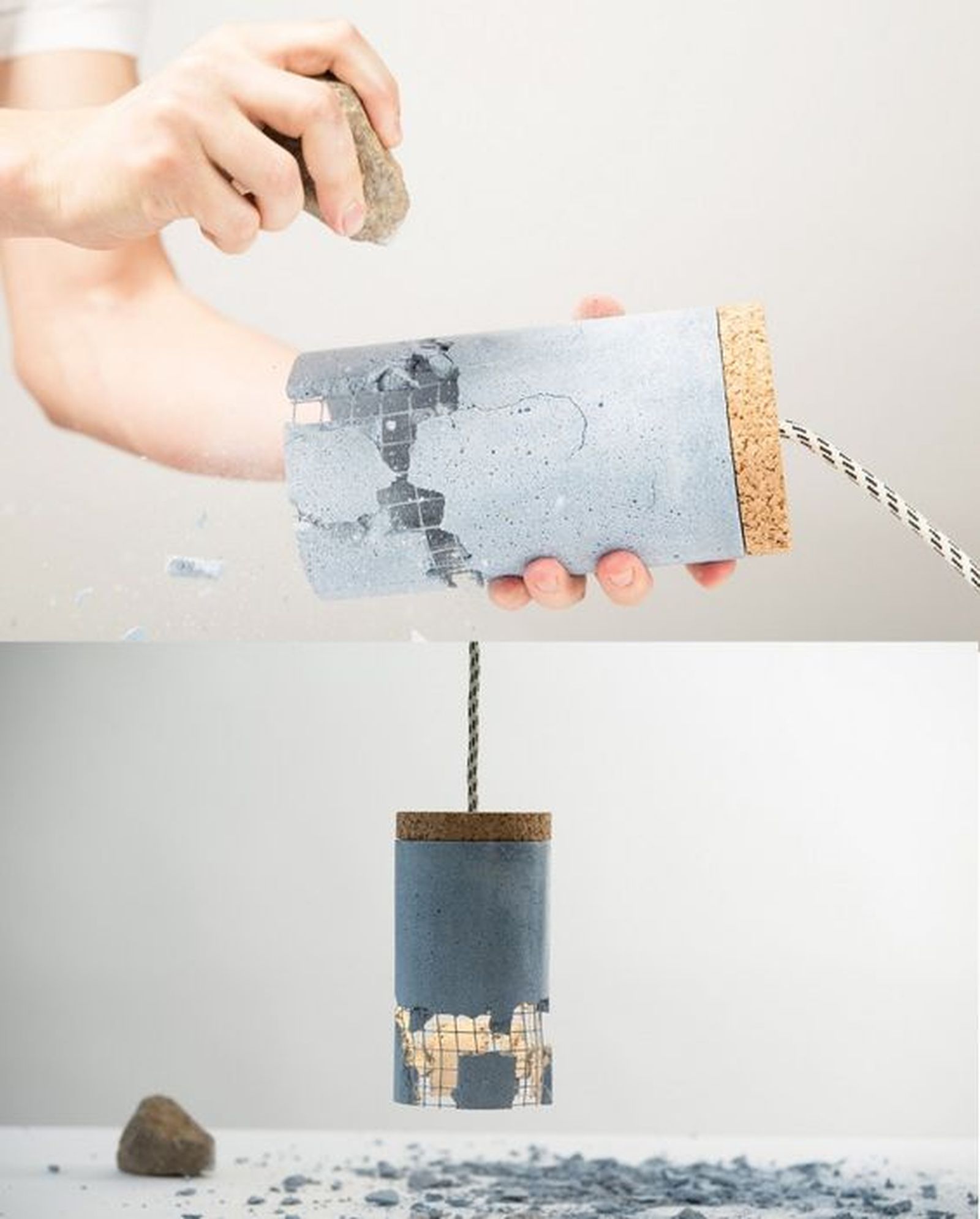 lampara de cemento diy   efecto desgastado