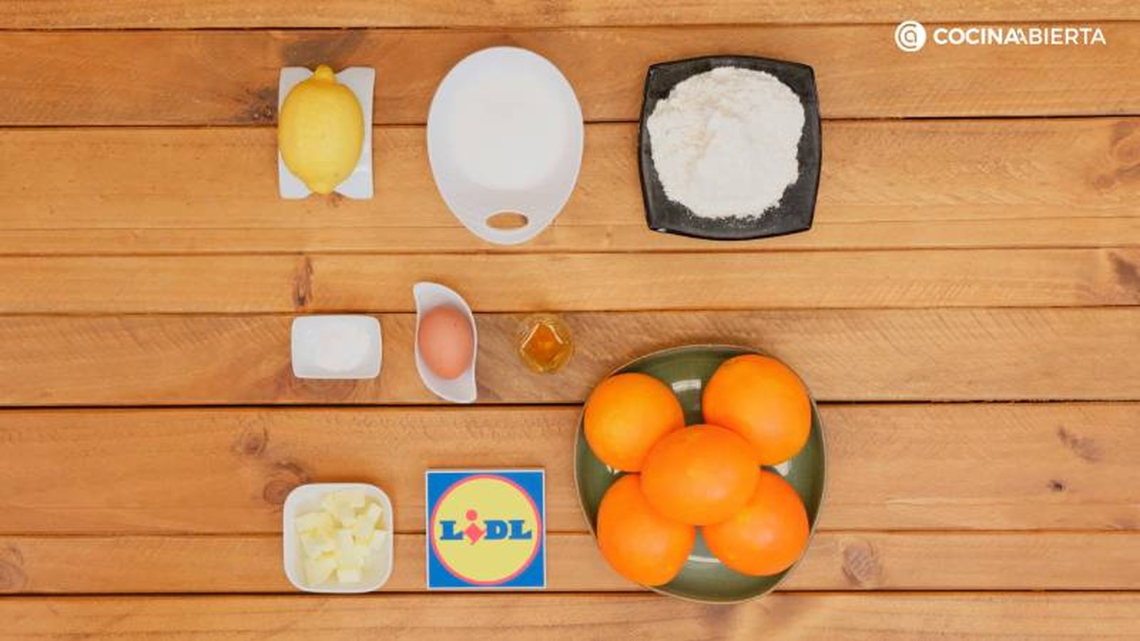 Ingredientes para hacer rosquillas de naranja caseras