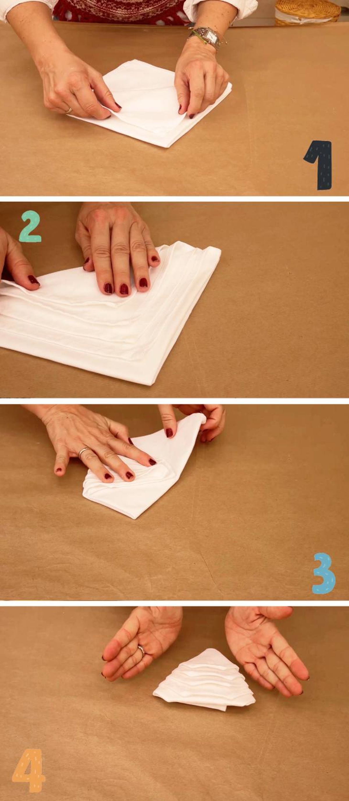 doblar servilleta arbol navidad paso a paso