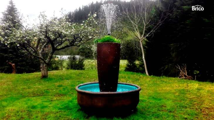 Hacer una fuente de jardín reutilizando neumáticos