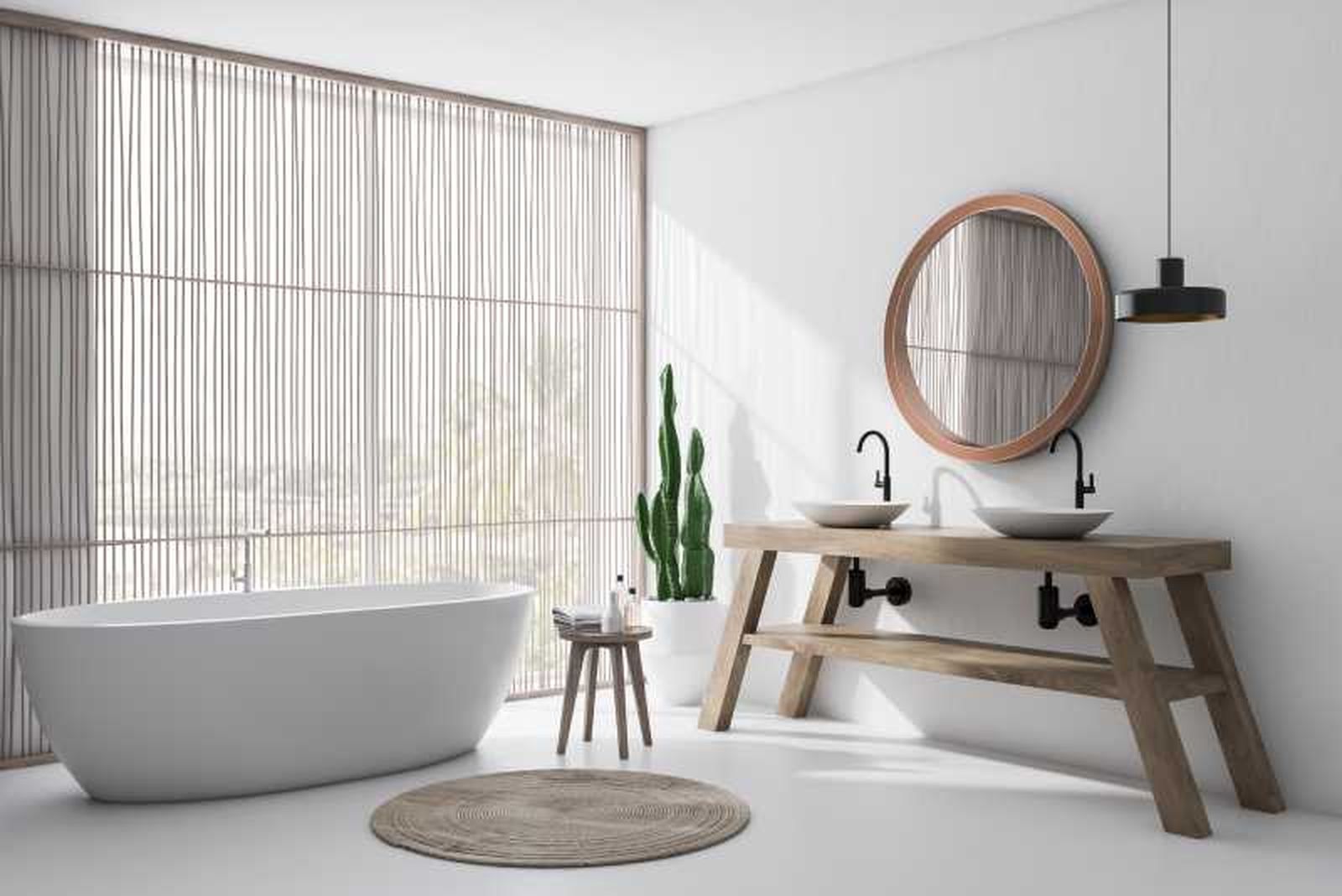 Baño de estilo japonés moderno decorado e