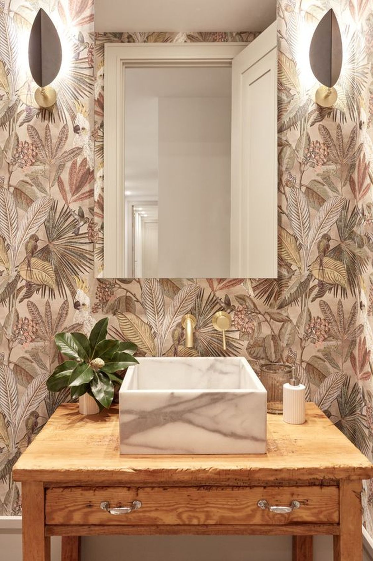 papel pintado bano flores